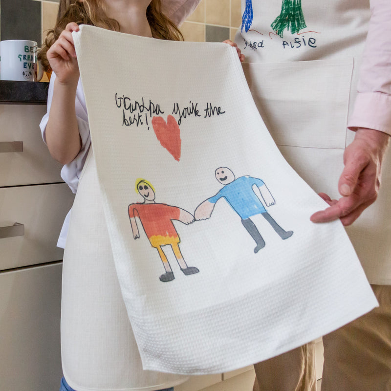 Personalised Tea Towel - Children's Drawing Gift - Gift from Kids - Kids  Drawing - Personalized Tea Towel - Kitchen Gifts - New Home Gift